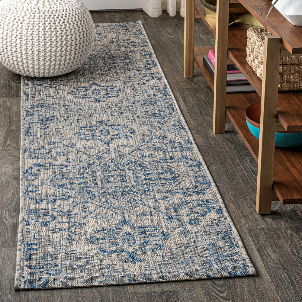 Jonathan Y Smb105B214 Estrella Bohemian Medallion Textured Weave Indooroutdoor Runner Rug Coastal Traditional Vintage For B