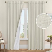 Lamit 100 Blackout Curtains For Living Room 95 Inch Linen Textured Thermal Insulated Bedroom Curtains Back Tab And Rod Pocket