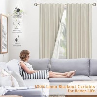 Lamit 100 Blackout Curtains For Living Room 95 Inch Linen Textured Thermal Insulated Bedroom Curtains Back Tab And Rod Pocket