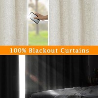 Lamit 100 Blackout Curtains For Living Room 95 Inch Linen Textured Thermal Insulated Bedroom Curtains Back Tab And Rod Pocket