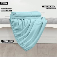 Utopia Bedding Twin Sheets Set - Brushed Microfiber - Soft Bed Sheets For Twin Size Bed Set - Luxury Bedding Sheets With Fitted & Flat Sheet And 1 Pillowcase - Deep Pocket (Spa Blue)