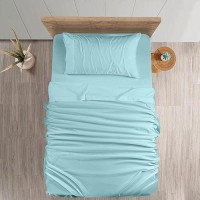 Utopia Bedding Twin Sheets Set - Brushed Microfiber - Soft Bed Sheets For Twin Size Bed Set - Luxury Bedding Sheets With Fitted & Flat Sheet And 1 Pillowcase - Deep Pocket (Spa Blue)