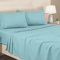 Utopia Bedding King Sheet Set - Brushed Microfiber - Soft Bed Sheets For King Size Bed - Luxury Bedding Sheets With Fitted Sheet  Flat Sheet & 2 Pillow Cases - Deep Pocket (Spa Blue)