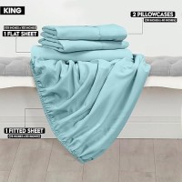 Utopia Bedding King Sheet Set - Brushed Microfiber - Soft Bed Sheets For King Size Bed - Luxury Bedding Sheets With Fitted Sheet  Flat Sheet & 2 Pillow Cases - Deep Pocket (Spa Blue)