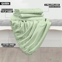 Utopia Bedding Queen Sheet Set - Brushed Microfiber - Soft Bed Sheets For Queen Size Bed Set - Luxury Bedding Sheets With Fitted Sheet  Flat Sheet & 2 Pillow Cases - Deep Pocket (Sage)