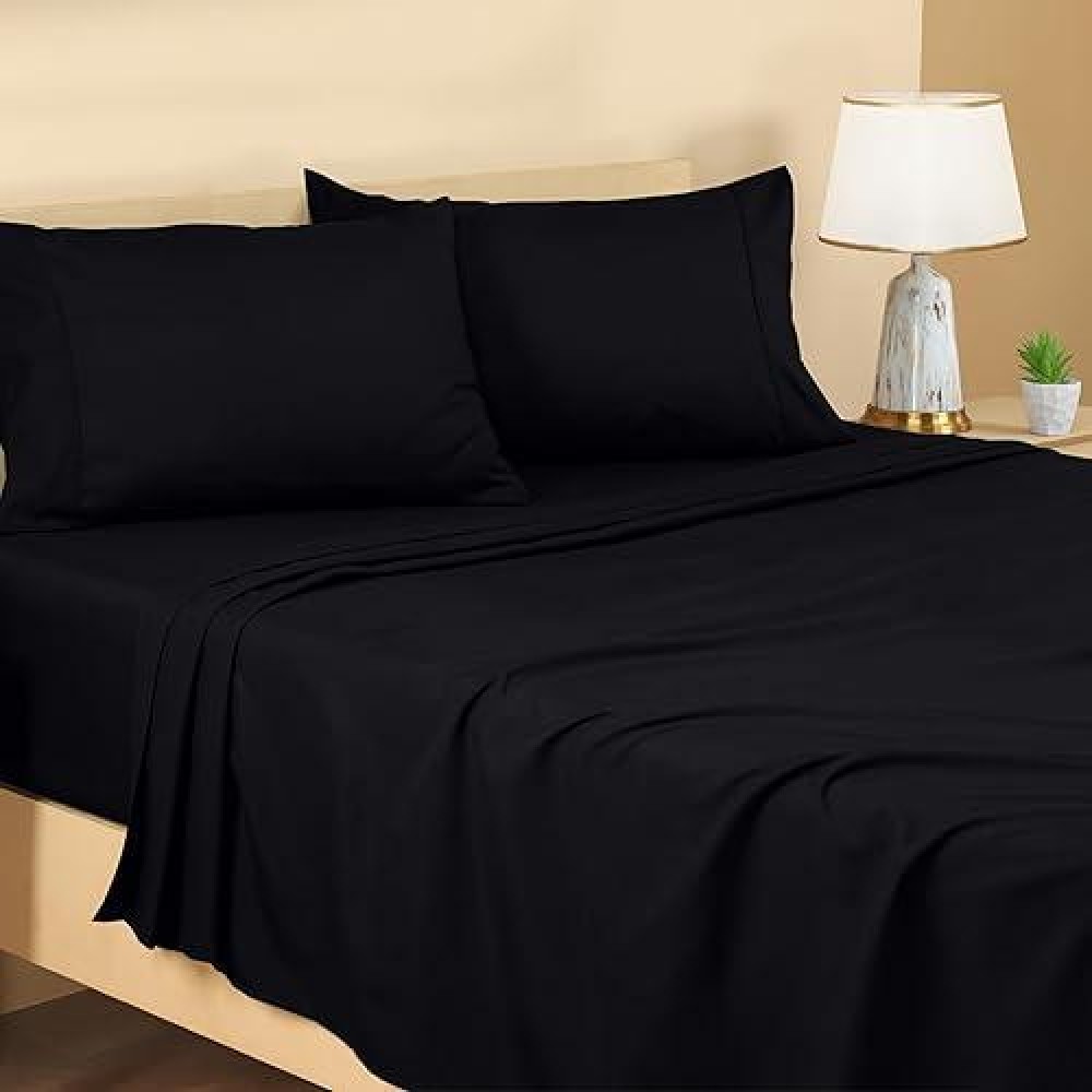 Utopia Bedding King Sheet Set - Brushed Microfiber - Soft Bed Sheets For King Size Bed - Luxury Bedding Sheets With Fitted Sheet  Flat Sheet & 2 Pillow Cases - Deep Pocket (Black)