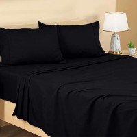 Utopia Bedding King Sheet Set - Brushed Microfiber - Soft Bed Sheets For King Size Bed - Luxury Bedding Sheets With Fitted Sheet  Flat Sheet & 2 Pillow Cases - Deep Pocket (Black)