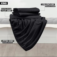 Utopia Bedding King Sheet Set - Brushed Microfiber - Soft Bed Sheets For King Size Bed - Luxury Bedding Sheets With Fitted Sheet  Flat Sheet & 2 Pillow Cases - Deep Pocket (Black)