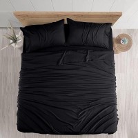 Utopia Bedding King Sheet Set - Brushed Microfiber - Soft Bed Sheets For King Size Bed - Luxury Bedding Sheets With Fitted Sheet  Flat Sheet & 2 Pillow Cases - Deep Pocket (Black)