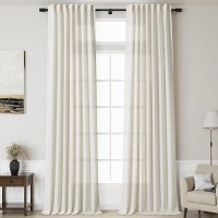 Linen Cream Curtains 145 Inch Extra Long For Living Room Back Tab Light Filtering Semi Sheer Drapes Modern Farmhouse Coastal Dec