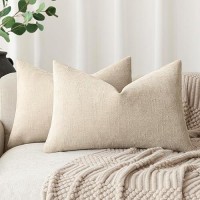 Foindtower Pack Of 2 Soft Textured Throw Decorative Pillow Covers Lumbar Accent Solid Cushion Cover Cozy Neutral Farmhouse Pillow Case For Couch Sofa Bedroom Living Room 12X20 Inch  Beige