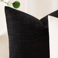 Foindtower Pack Of 2 Soft Textured Throw Decorative Pillow Covers Square Accent Solid Cushion Cover Cozy Farmhouse Pillow Case With Zipper For Couch Sofa Bedroom Living Room 18X18 Inch  Black