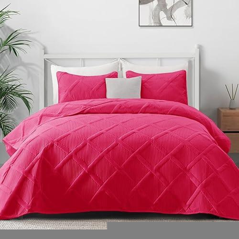 Exclusivo Mezcla Quilt Set Twin Size 2 Pieces Hot Pink Twin Quilt Bedding Set Lightweight Quilts Soft Bedspreads Modern Stripe