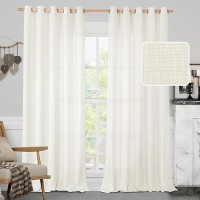 Lamit Cream White Linen Curtains For Bedroom 84 Inch Natural Light Filtering Privacy Window Panels Grommet Faux Linen Textured