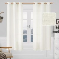 Lamit Natural Faux Linen Curtains For Bedroom Grommet Thick Linen Drapes Light Filtering Privacy Sheer Window Curtains For Livi