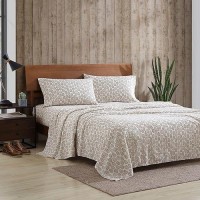 Eddie Bauer - Full Sheets  Cotton Flannel Bedding Set  Brushed For Extra Softness  Cozy Home Decor (Little Creek Pine Cone Beige  Full)