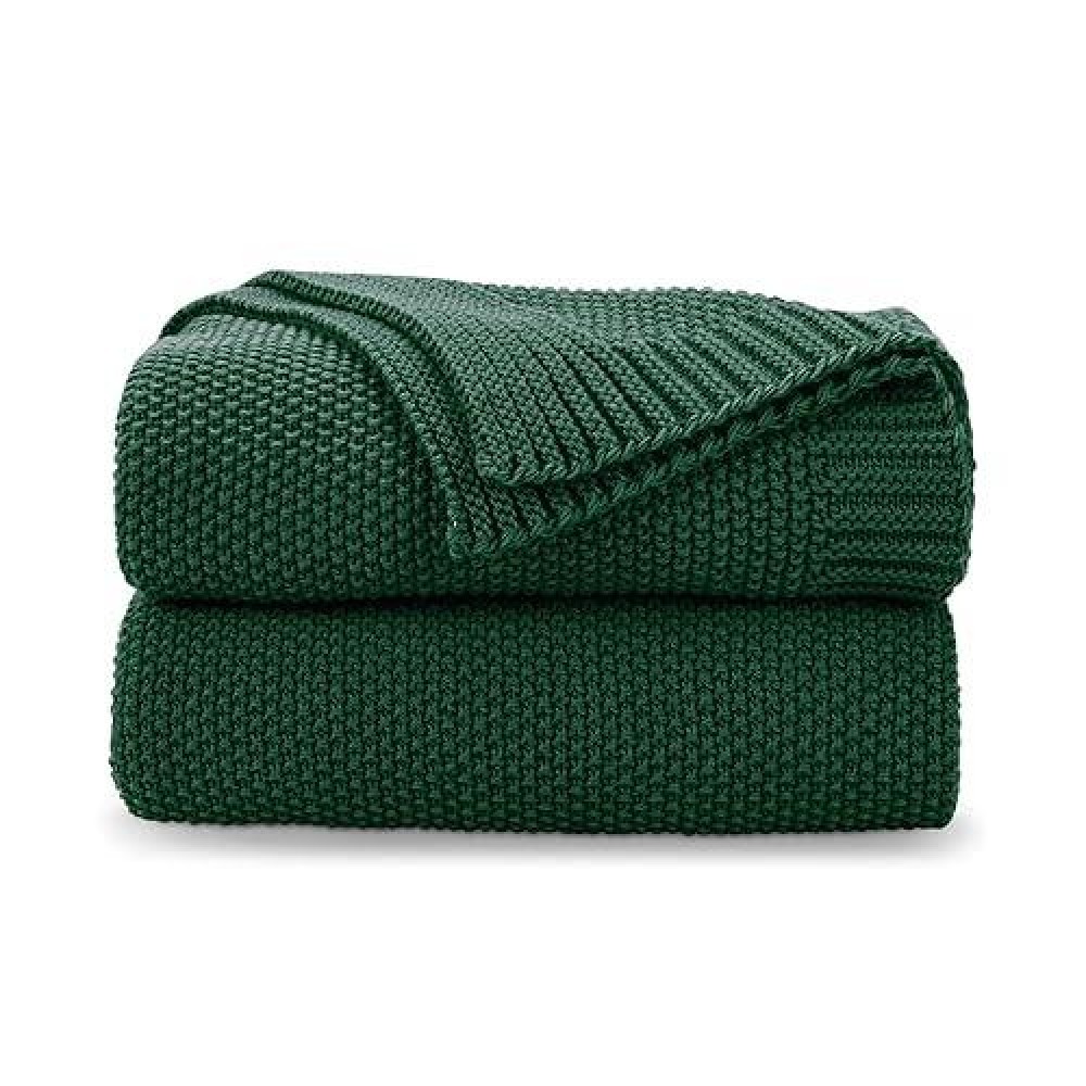 Cozecube Dark Green Throw Blanket For Couch Soft Cozy Cable Knit Throw Blanket For Bed Sofa Living Room Lightweight Warm Decor