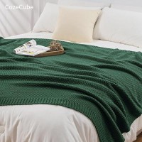 Cozecube Dark Green Throw Blanket For Bed Soft Cozy Cable Knit Throw Blanket For Twin Bed Lightweight Warm Decorative Farmhous