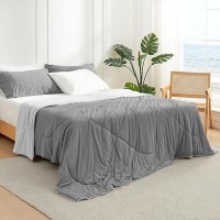 Cozy Bliss Cooling Comforter Queen Size  Cooling Blankets For Hot Sleepers And Night Sweats  Dark Light Gray Summer Comforter For Queen Size Bed  Breathable Soft Lightweight Silk Smooth