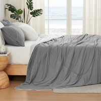 Cozy Bliss Cooling Comforter Queen Size  Cooling Blankets For Hot Sleepers And Night Sweats  Dark Light Gray Summer Comforter For Queen Size Bed  Breathable Soft Lightweight Silk Smooth