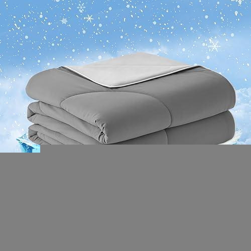 Cozy Bliss Cooling Comforter King Size  Cooling Blankets For Hot Sleepers And Night Sweats Dark Light Gray Summer Comforter For King Size Bed  Breathable Soft Lightweight Silk Smooth