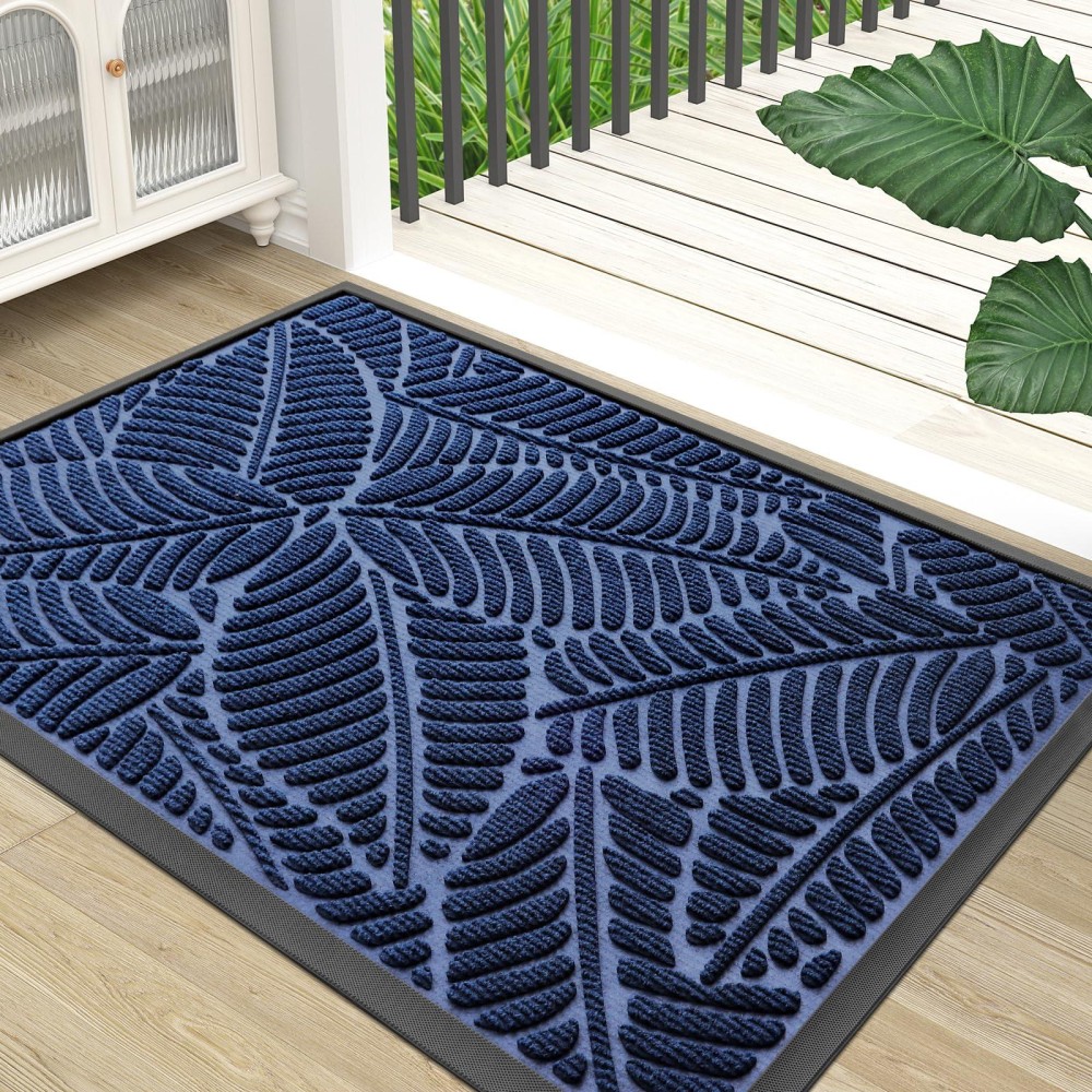 Colorxy Waterproof Doormat Sturdy Natural Rubber Front Indoor Mat Non Slip Low Profile Indoor Outdoor Door Mat Stain And Fade