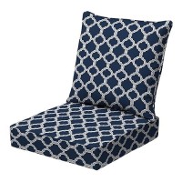 Arden Selections Earthfiber Outdoor Deep Seat Cushion Set  24 X 24  Water Repellent  Fade Resistant  Deep Seat Bottom And Back Cushion For Chair  Sofa 24 X 24  Sapphire Blue Garden Trellis