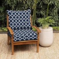 Arden Selections Earthfiber Outdoor Deep Seat Cushion Set  24 X 24  Water Repellent  Fade Resistant  Deep Seat Bottom And Back Cushion For Chair  Sofa 24 X 24  Sapphire Blue Garden Trellis