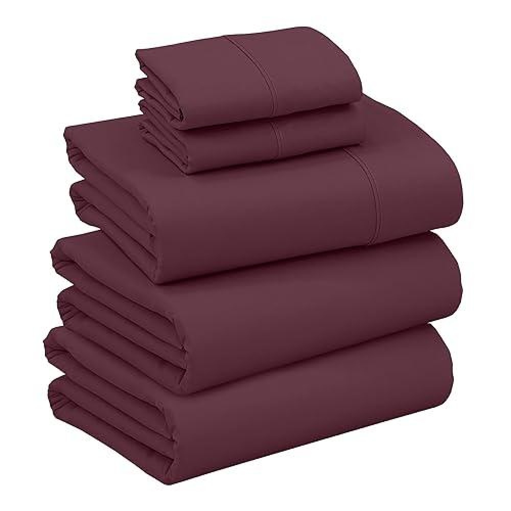 Ruvanti Split King Sheets Set Brushed Microfiber Sheets 5 Pieces 2 Fitted Sheet 1 Flat Sheet 2 Pillowcases With 15Inch De