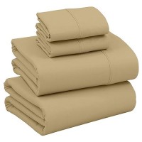 Ruvanti King Size Sheets Set Brushed Microfiber Sheets 4 Pieces 1 Fitted Sheet 1 Flat Sheet 2 Pillowcases With 15Inch Dee