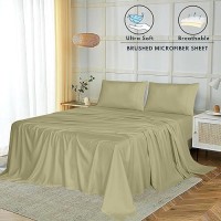 Ruvanti Queen Sheets Set Brushed Microfiber Sheets 4 Pieces 1 Fitted Sheet 1 Flat Sheet 2 Pillowcases With 15Inch Deep Po