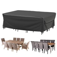 Velway Patio Furniture Set Cover - Heavy Duty 420D Waterproof Weatherproof Sofa Couch Set Covers Garden Dining Table Chair Set Cover With Reflective Tape Rectangular 98