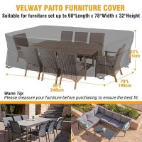 Velway Patio Furniture Set Cover - Heavy Duty 420D Waterproof Weatherproof Sofa Couch Set Covers Garden Dining Table Chair Set Cover With Reflective Tape Rectangular 98