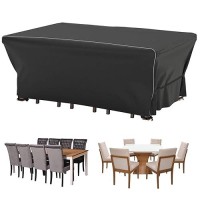 Velway Patio Furniture Set Cover - Heavy Duty 420D Waterproof Weatherproof Sofa Couch Set Covers Garden Dining Table Chair Set Cover With Reflective Tape Rectangular 95