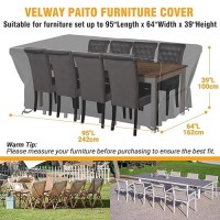 Velway Patio Furniture Set Cover - Heavy Duty 420D Waterproof Weatherproof Sofa Couch Set Covers Garden Dining Table Chair Set Cover With Reflective Tape Rectangular 95