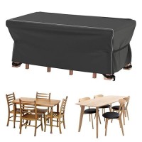 Velway Patio Furniture Set Cover - Heavy Duty 420D Waterproof Weatherproof Outdoor Dining Table And Chairs Furniture Set Cover With Reflective Tape Rectangular 67