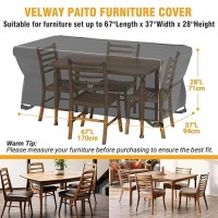 Velway Patio Furniture Set Cover - Heavy Duty 420D Waterproof Weatherproof Outdoor Dining Table And Chairs Furniture Set Cover With Reflective Tape Rectangular 67