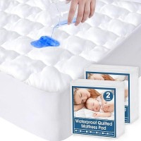 2 Pack Cot Mattress Protector Pad Waterproof Quilted  Breathable & Cooling Cot Mattress Cover Fitted For Daybed/Rollaway/Narrow Twin Bed/Camp Cot/Rv Bunk With Deep Pocket Up To 10