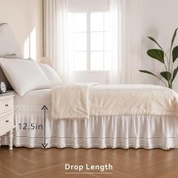 Miye Wrap Around Ruffled Lace Bed Skirt Elastic Dust Ruffle With Adjustable Belts Easy To Put On Bed Frame Cover Machine Was