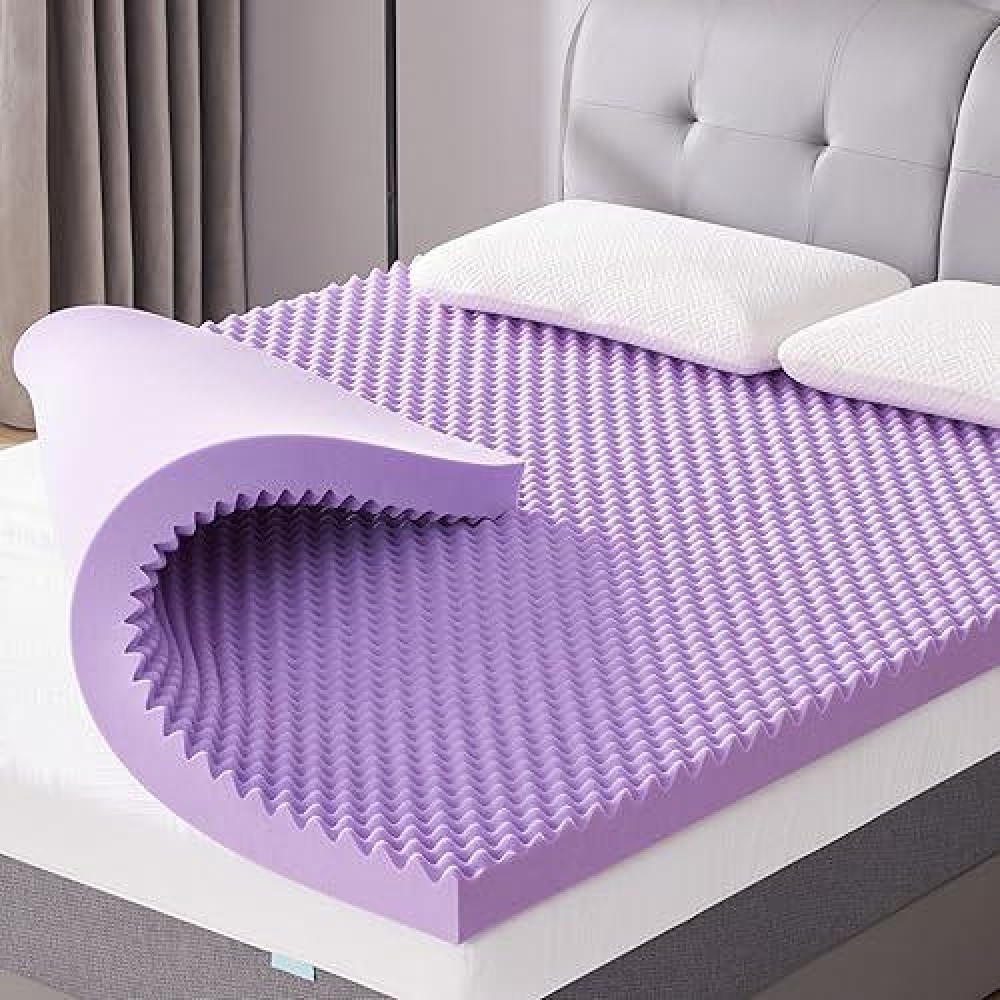 Sinweek 3 Inch Egg Crate Memory Foam Mattress Topper Full Size  Soft Mattress Pad For Back Pain Relief  Bed Topper  Certipur-Us Certified  Purple