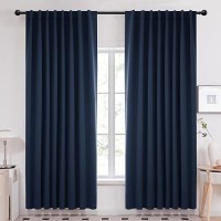 Deconovo Blackout Curtains Back Tab And Rod Pocket  Thermal Insulated Room Darkening Curtains For Bedroom  70X108 Inch  Navy Blue  2 Panels