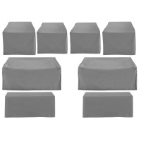 Crosley Furniture Mo75039-Gy Heavy Gauge Reinforced Vinyl 8-Piece Outdoor Furniture Cover Set (4 Chairs, 2 Loveseats, & 2 Coffee Tables), Gray