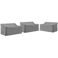 Crosley Furniture Mo75045-Gy Heavy Gauge Reinforced Vinyl 3-Piece Outdoor Furniture Cover Set (3 Loveseats), Gray