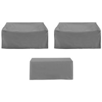 Crosley Furniture Mo75034-Gy Heavy Gauge Reinforced Vinyl 3-Piece Outdoor Furniture Cover Set (2 Loveseats & 1 Coffee Table), Gray