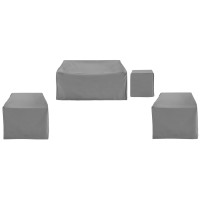 Crosley Furniture Mo75032-Gy Heavy Gauge Reinforced Vinyl 4-Piece Outdoor Furniture Cover Set (2 Chairs, 1 Loveseat, & 1 Side Table), Gray