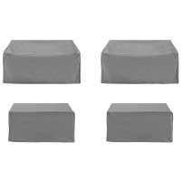 Crosley Furniture Mo75053-Gy Heavy Gauge Reinforced Vinyl 4-Piece Outdoor Furniture Cover Set (2 Loveseats & 2 Square Tables/Ottomans), Gray