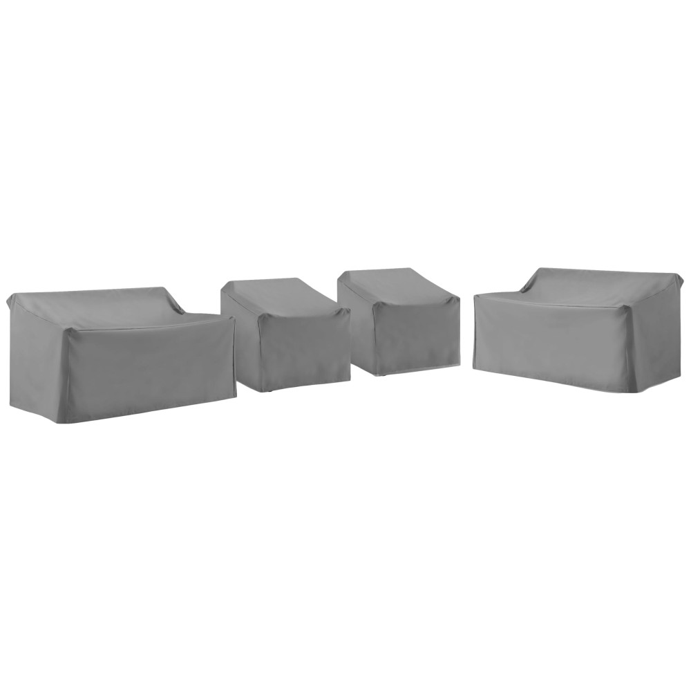 Crosley Furniture Mo75036-Gy Heavy Gauge Reinforced Vinyl 4-Piece Outdoor Furniture Cover Set (2 Loveseats & 2 Chairs), Gray
