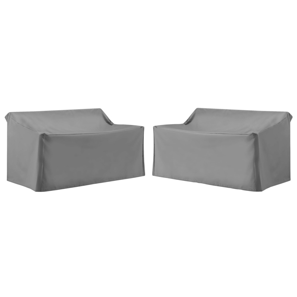 Crosley Furniture Mo75033-Gy Heavy Gauge Reinforced Vinyl 2-Piece Outdoor Furniture Cover Set (2 Loveseats), Gray