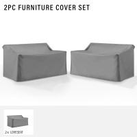 Crosley Furniture Mo75033-Gy Heavy Gauge Reinforced Vinyl 2-Piece Outdoor Furniture Cover Set (2 Loveseats), Gray