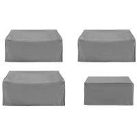 Crosley Furniture Mo75046-Gy Heavy Gauge Reinforced Vinyl 4-Piece Outdoor Furniture Cover Set (3 Loveseats & 1 Square Table/Ottoman), Gray